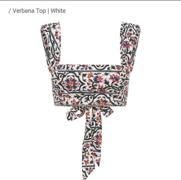 Boteh Verbena Print Crop Top Midi Skirt Set 6 Small Medium Cotton Linen - Picture 3 of 11